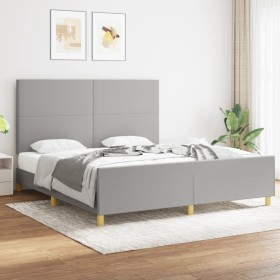 Estructura de cama con cabecero gris claro tela 180x200 cm