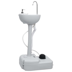 Lavabo portátil con pedestal para camping gris 20 L