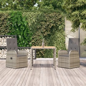 3-piece garden dining set with gray synthetic rattan cushions by vidaXL, Garden sets - Ref: Foro24-3157582, Price: 407,64 €, ...