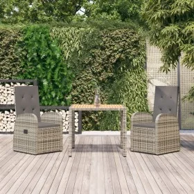 3-piece garden dining set with gray synthetic rattan cushions by vidaXL, Garden sets - Ref: Foro24-3157582, Price: 383,73 €, ...