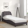 Estructura de cama con luces LED cuero sintético gris 90x200 cm