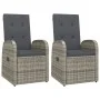 Set comedor de jardín 3 piezas con cojines ratán sintético gris de vidaXL, Conjuntos de jardín - Ref: Foro24-3157582, Precio:...