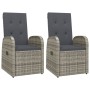 Set comedor de jardín 3 piezas con cojines ratán sintético gris de vidaXL, Conjuntos de jardín - Ref: Foro24-3157582, Precio:...