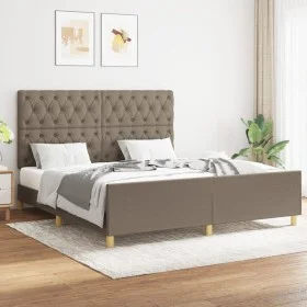 Bed frame with headboard in taupe gray fabric 160x200 cm by vidaXL, Beds and slatted bases - Ref: Foro24-3125312, Price: 263,...