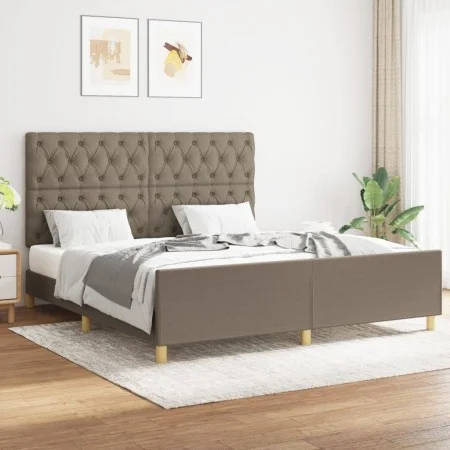 Bed frame with headboard in taupe gray fabric 160x200 cm by vidaXL, Beds and slatted bases - Ref: Foro24-3125312, Price: 263,...