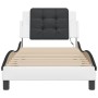 Estructura cama con LED cuero sintético blanco negro 90x200 cm