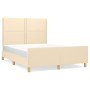 Bed frame with cream fabric headboard 140x200 cm by vidaXL, Beds and slatted bases - Ref: Foro24-3124981, Price: 199,69 €, Di...