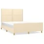 Bed frame with cream fabric headboard 140x200 cm by vidaXL, Beds and slatted bases - Ref: Foro24-3124981, Price: 187,97 €, Di...