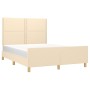 Bed frame with cream fabric headboard 140x200 cm by vidaXL, Beds and slatted bases - Ref: Foro24-3124981, Price: 199,69 €, Di...