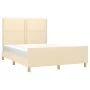 Bed frame with cream fabric headboard 140x200 cm by vidaXL, Beds and slatted bases - Ref: Foro24-3124981, Price: 187,97 €, Di...