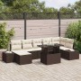 Conjunto de sofá de jardín con cojín 8 pcs Marrón y crema