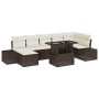 Conjunto de sofá de jardín con cojín 8 pcs Marrón y crema