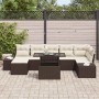 Conjunto de sofá de jardín con cojín 8 pcs Marrón y crema