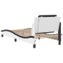 Estructura cama con LED cuero sintético blanco negro 100x200 cm