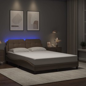 Estructura de cama con LED sin colchón cappuccino 120x200 cm