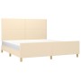 Estructura de cama con cabecero de tela color crema 160x200 cm