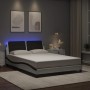 Estructura cama con LED cuero sintético blanco negro 120x200 cm