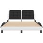 Estructura cama con LED cuero sintético blanco negro 120x200 cm