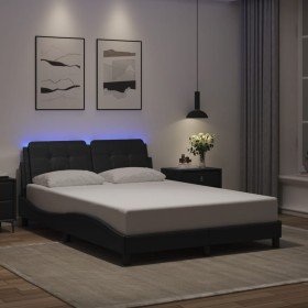 Estructura cama con luces LED cuero sintético negro 140x190 cm en Camas y somieres | Comprar online en Foro24