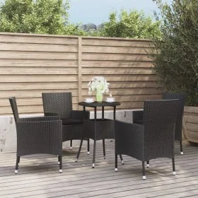 Garden table and chairs 5 pieces and black synthetic rattan cushions by vidaXL, Garden sets - Ref: Foro24-3187417, Price: 313...