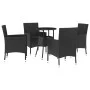 Gartentisch und Stühle 5 Stück und schwarze synthetische Rattankissen von vidaXL, Gartensets - Ref: Foro24-3187417, Preis: 31...
