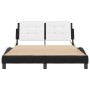 Estructura de cama luces LED cuero PE negro y blanco 140x190 cm