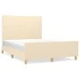 Bed frame with cream fabric headboard 140x200 cm by vidaXL, Beds and slatted bases - Ref: Foro24-3124900, Price: 210,00 €, Di...