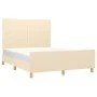 Bed frame with cream fabric headboard 140x200 cm by vidaXL, Beds and slatted bases - Ref: Foro24-3124900, Price: 210,00 €, Di...