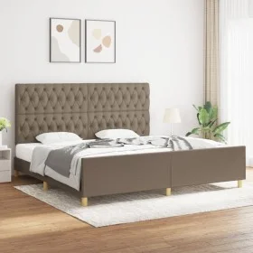 Bed frame with headboard in taupe gray fabric 200x200 cm by vidaXL, Beds and slatted bases - Ref: Foro24-3125328, Price: 287,...