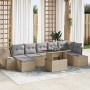 Conjunto de sofá de jardín con cojín 8 pcs beige y gris claro