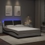 Estructura cama con LED cuero sintético blanco negro 140x200 cm