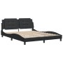 Estructura de cama con luces LED cuero PE negro 160x200 cm