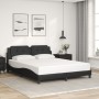 Estructura de cama con luces LED cuero PE negro 160x200 cm