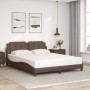 Estructura de cama con luces LED cuero PE marrón 160x200 cm