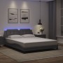 Estructura de cama con luces LED cuero PE gris 160x200 cm
