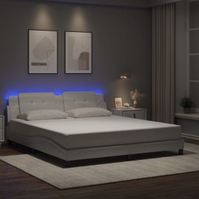 Estructura de cama con LED sin colchón blanco 180x200 cm