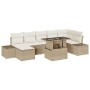 Conjunto de sofá de jardín con cojín 8 pcs beige y crema