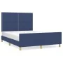 Bed frame with headboard gray taupe blue fabric 140x200 cm by vidaXL, Beds and slatted bases - Ref: Foro24-3124982, Price: 19...
