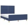 Bed frame with headboard gray taupe blue fabric 140x200 cm by vidaXL, Beds and slatted bases - Ref: Foro24-3124982, Price: 19...