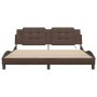 Estructura de cama con luz LED cuero sintético marrón 180x200cm