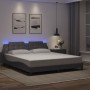 Estructura de cama con luz LED cuero sintético gris 180x200 cm
