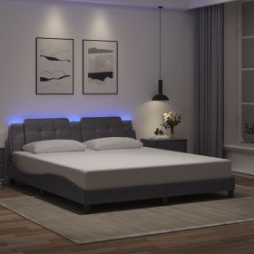 Estructura de cama con luz LED cuero sintético gris 180x200 cm Estructura de cama con luz LED cuero sintético gris 180x200 cm