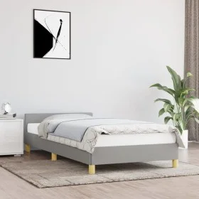 Light gray fabric bed frame with headboard 90x200 cm by vidaXL, Beds and slatted bases - Ref: Foro24-347383, Price: 84,63 €, ...