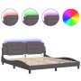 Estructura de cama con luz LED cuero sintético gris 180x200 cm