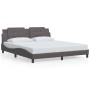 Estructura de cama con luz LED cuero sintético gris 180x200 cm
