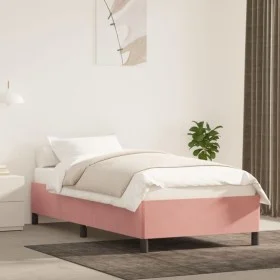 Estructura de cama de terciopelo rosa 90x190 cm de vidaXL, Camas y somieres - Ref: Foro24-347299, Precio: 86,79 €, Descuento: %