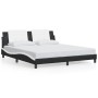 Estructura de cama con LED sin colchón negro blanco 180x200 cm
