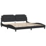 Estructura cama con luces LED cuero sintético negro 200x200 cm