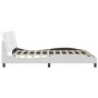 Estructura cama con luces LED cuero sintético blanco 200x200 cm