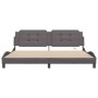 Estructura cama con luces LED cuero sintético gris 200x200 cm